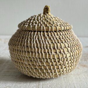 Vintage Tight Woven Basket with Lid
